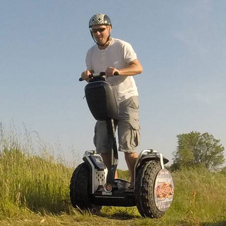  riding a gyropode by segway in the campsite